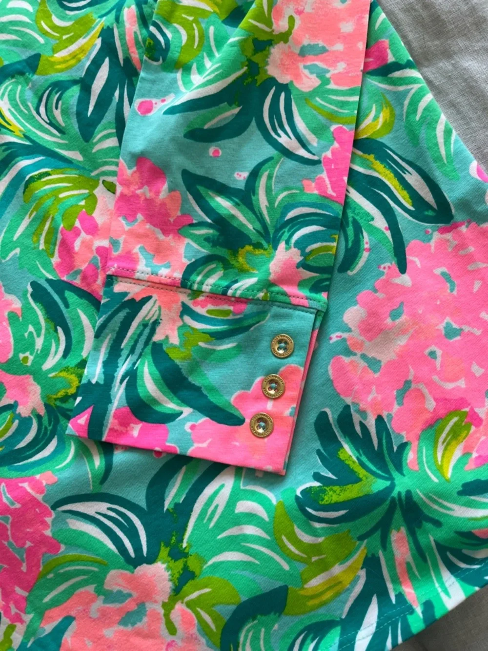 Lilly Pulitzer Pink, Aqua & Green Floral Top - Picture 5 of 7